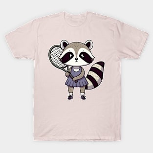 Racoon Tennis Player With Tennis Racket T-Shirt